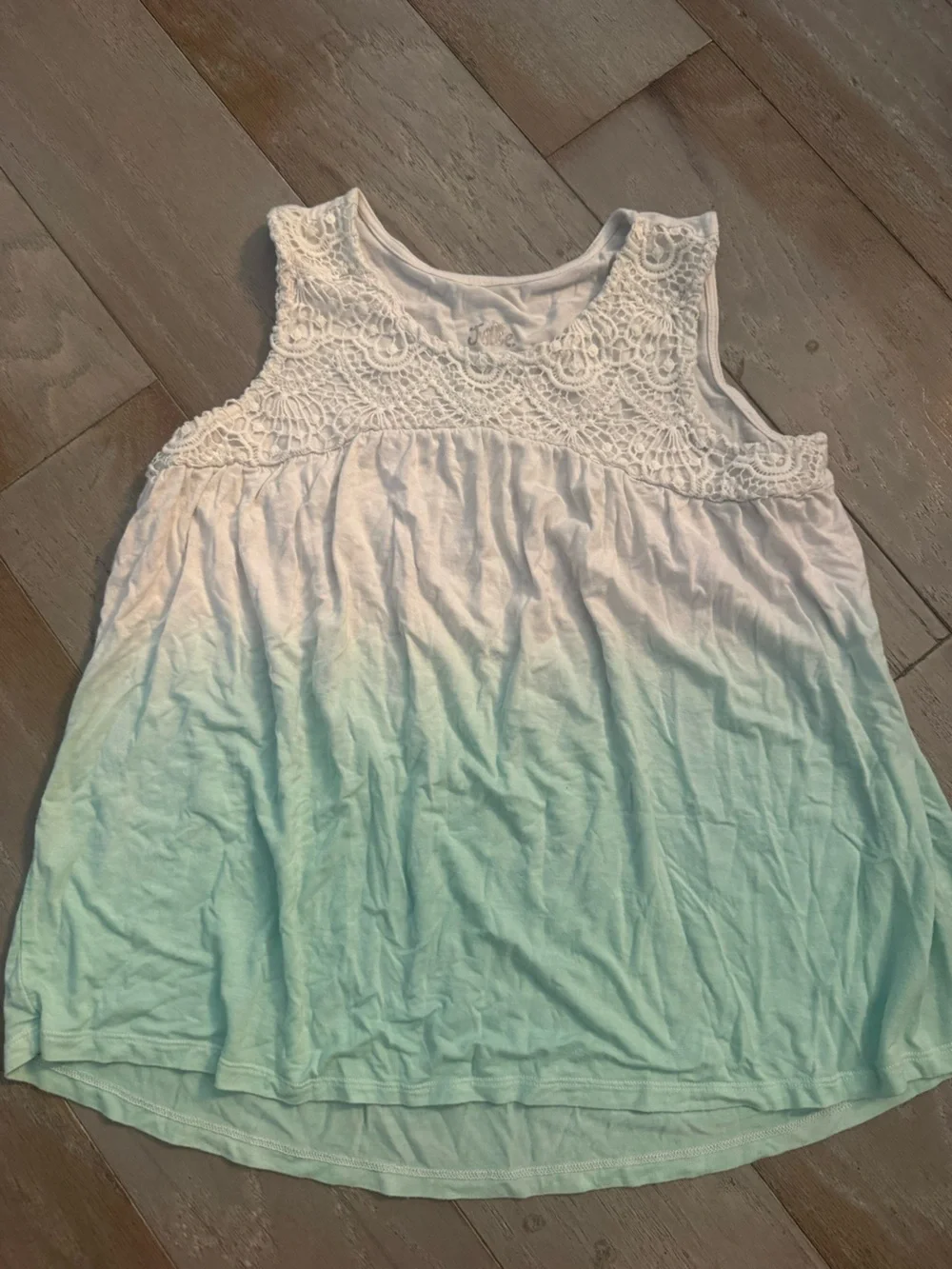 Justice White to Mint Green Ombre Crochet Tank Top